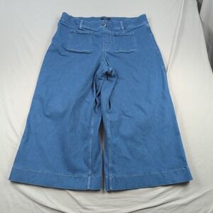 Spanx Jeans Womens 40 Blue Wide Leg Crop Stretch High Rise Boho